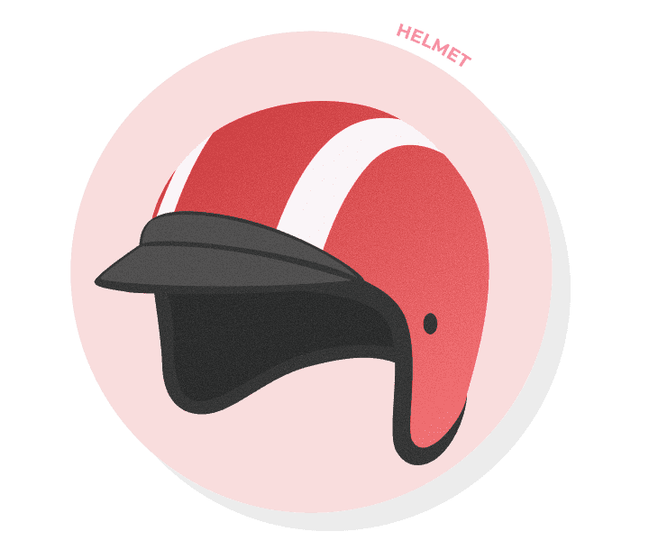 ヘルメット（HELMET）向け樹脂部品の製品イラスト